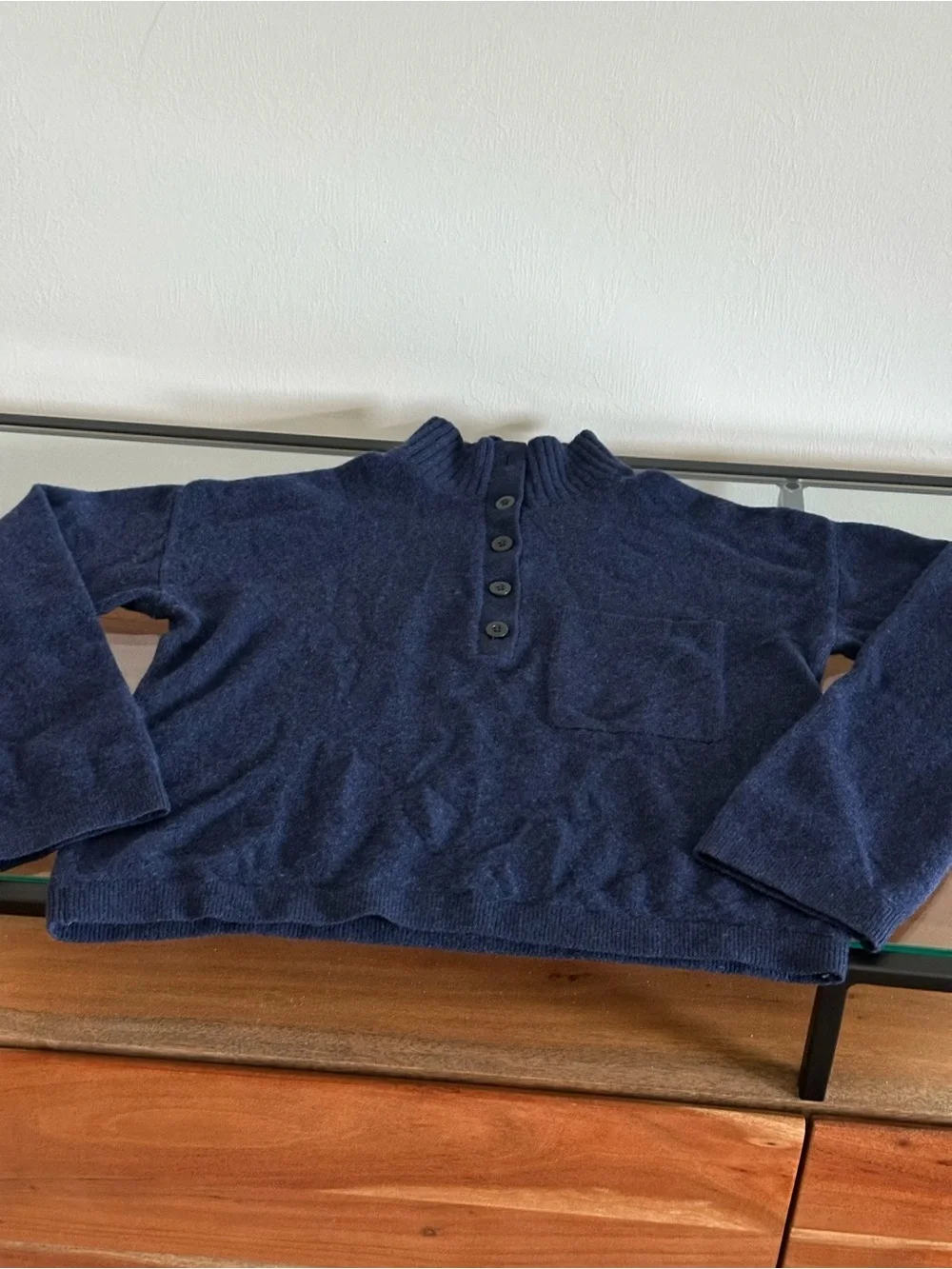 Everlane The ReCashmere Wool Button Mockneck in Navy